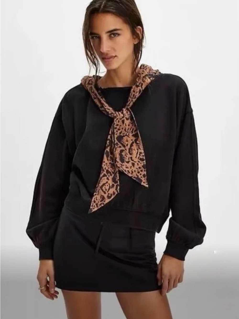 ✨ RARE ✨ Free People Headscarf Hoodie Cheetah Combo XS NWT